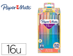 Paper Mate 169087 - Feutre ecriture paper mate flair original pointe moyenne 0,7mm encres wallet assorties blister 16 couleurs