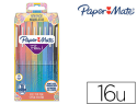 78840 - Stylo-feutre paper mate flair original pointe moyenne 1mm   longue duree de vie clip      metal pochette 16 coloris