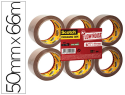 77870 - Ruban adhesif scotch emballage polypropylene       silencieux 50x66m paquet 6    rouleaux coloris havane