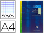 Clairefontaine 92318 - Feuillet mobile clairefontaine a4 210x297mm papier vélin velouté 100 pages 90g séyès perforé coloris vert