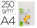 39993 - Couverture q-connect carton 250g grain cuir pour reliure format a4 coloris blanc paquet 100 unités
