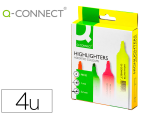 Q-Connect 39317 - Surligneur q-connect tracé 2/5 mm pointe biseautée couleurs éclatantes pochette 4 unités assorties