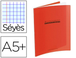 Conquerant 41438 - Cahier piqué conquérant classique couverture polypropylène rigide transparente a5+ 17x22cm 60 pages 90g séyès rouge