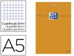 Oxford University Press 21610 - Bloc bureau oxford a5 papier vélin surfin agrafé en tête couverture enveloppante 148x210mm80f 80g 5x5mm 160 pag orange