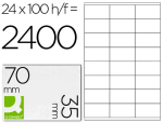 Q-Connect 38943 - Étiquette adhésive q-connect 70x35mm coins droits imprimante jet d'encre laser copieur boîte 100 feuilles 2400 unités