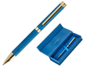 171500 - Stylo-bille belius wild west aluminium encre bleue coloris bleu marine dore boite design
