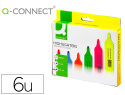 37717 - Surligneur q-connect tracé 2/5 mm pointe biseautée couleurs éclatantes pochette 6 unités assorties