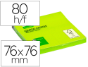 17801 - Bloc-notes q-connect quick notes couleurs néon 76x76mm 80f repositionnables coloris vert vif