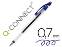 932595 - Stylo-bille q-connect transparent trait 0.4mm pointe moyenne 0.7mm encre douce grip caoutchouc coloris bleu