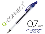 Q-Connect 932595 - Stylo-bille q-connect transparent trait 0.4mm pointe moyenne 0.7mm encre douce grip caoutchouc coloris bleu
