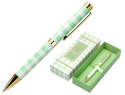 171494 - Stylo-bille belius picnic aluminium encre bleue coloris vert dore boite design