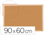 Q-Connect 34351 - Tableau liège q-connect mural cadre bois pin naturel 2 faces inclus 5 épingles mémo fixation mur épaisseur 1mm 90x60cm