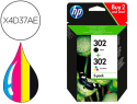 HP 302 - pack de 2 - noir, couleur (cyan, magenta, jaune)