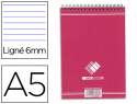 21830 - Bloc bureau conquerant sept a5 reliure intégrale 148x210mm 180pages 60g ligné coloris cerise