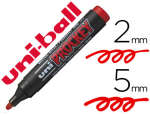 Uni-Ball 12808 - Marqueur uniball uni prockey permanent pointe biseautée tracé 2/5mm encre sans alcool corps plastique coloris rouge