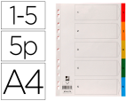 Q-Connect 170382 - Intercalaire q-connect plastique 5 positions a4      indice multiperfore