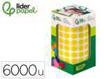 Liderpapel 9172102 - Pastille adhesive liderpapel diametre 10,5mm coloris jaune rouleau 6000 unites boite     carton