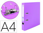 Liderpapel 79696 - Classeur levier liderpapel a4 documenta carton rembordé 1,9mm dos 52mm rado métallique coloris lilas
