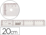 Liderpapel 920425 - Règle liderpapel graduation verticale horizontale 20cm bord biseauté gamme cristal transparente économique
