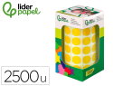 9172106 - Pastille adhesive liderpapel diametre 15mm coloris jaune   rouleau 2500 unites boite     carton