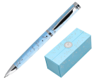 Belius 171486 - Stylo-bille belius collection bella aluminium encre bleue   coloris bleu ciel             design relief argente boite