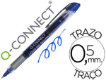 Q-Connect 972036 - Roller q-connect écriture 0.5mm pointe moyenne 0.7mm grip caoutchouc corps transparent encre liquide couleur bleu