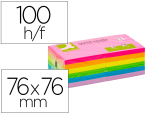 Q-Connect 162515 - Bloc notes q-connect 76x76mm 100f adhesives repositionables coloris fluo et pastel assortis pack 12 unites