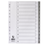 Q-Connect 170377 - Intercalaire q-connect numerique 1-12 plastique 12   positions a4 indice           multiperfore