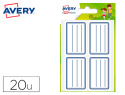65251 - Étiquette scolaire avery lignes bleues adhésif permanent 36x56mm sachet 20 unités