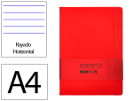Antartik 171166 - Carnet fermeture elastique antartik notes couverture     rigide a4 ligne 100 feuilles  80gr fsc coloris rouge