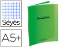 41455 - Cahier piqué conquérant classique couverture polypropylène rigide transparente 17x22cm 60 pages 90g séyès coloris vert