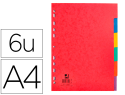 34616 - Intercalaire q-connect carte lustrée 225g 6 positions a4 210x297mm