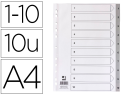 170376 - Intercalaire q-connect numerique 1-10 plastique 10   positions a4 indice           multiperfore