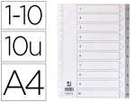 Q-Connect 170376 - Intercalaire q-connect numerique 1-10 plastique 10   positions a4 indice           multiperfore