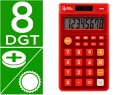 166949 - Calculatrice de poche liderpapel xf11 8 chiffres    solaire et piles 115x65x8 mm  coloris rouge