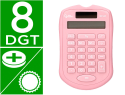 170245 - Calculatrice de poche liderpapel xf41 8 chiffres    solaire et piles              94x59,5x10,5mm coloris rose