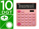 166961 - Calculatrice de bureau liderpapel xf20 10 chiffres   solaire et piles 127x105x24   mm coloris rose