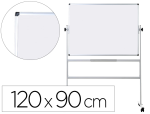 Q-Connect 926357 - Tableau blanc q-connect à roulettes mélaminé double face pivotant cadre aluminium surface laquée ample auget 120x90cm