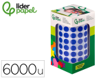 Liderpapel 9172103 - Pastille adhesive liderpapel diametre 10,5mm coloris bleu  rouleau 6000 unites boite     carton