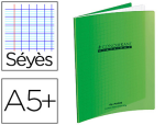 Conquerant 28794 - Cahier piqué conquérant classique couverture polypropylène rigide transparente a5+ 17x22cm 96 pages 90g séyès vert
