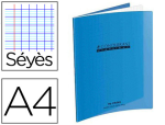 Conquerant 28795 - Cahier piqué conquérant classique couverture polypropylène rigide transparente a4 21x29,7cm 96 pages 90g séyès bleu