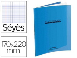 Conquerant 28791 - Cahier piqué conquérant classique couverture polypropylène rigide transparente 17x22cm 96 pages 90g séyès coloris bleu