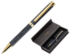 Belius 171502 - Stylo-bille belius wild west aluminium encre bleue coloris noir dore boite design