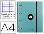 Antartik 7811 - Classeur antartik 4 anneaux ronds 40mm a4 carton rembordé feuillets mobiles q5x5 coloris menthe