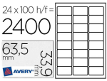 Avery 39316 - Étiquette adhésive avery laser écologique enveloppes classiques 63.5x33.9mm boîte 2400 unités