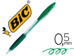 BIC 13003 - Stylo-bille bic atlantis écriture moyenne 0.5mm encre douce bille réctractable corps cristal clip grip préhension vert