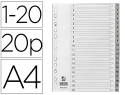 170378 - Intercalaire q-connect numerique 1-20 plastique 20   positions a4 indice           multiperfore