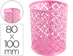 Q-Connect 156233 - Pot a crayons q-connect motif metallique hauteur 100 mm     diametre 80mm coloris rose
