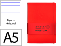 171168 - Carnet fermeture elastique antartik notes couverture     rigide a5 ligne 100 feuilles  80gr fsc coloris rouge