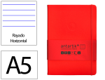 Antartik 171168 - Carnet fermeture elastique antartik notes couverture     rigide a5 ligne 100 feuilles  80gr fsc coloris rouge